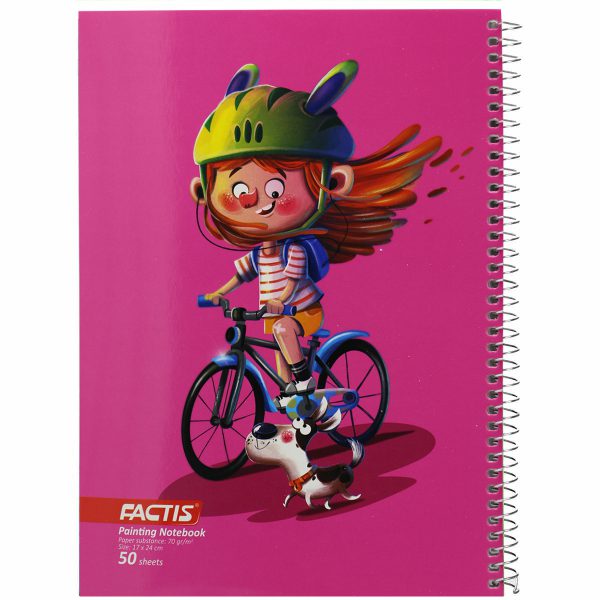 دفتر نقاشی 50 برگ فکتیس طرح دختر دوچرخه سوار | صورتی | گارانتی اصالت و سلامت فیزیکی کالا